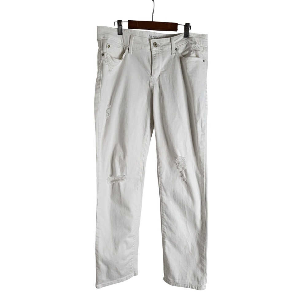 Denizen from Levis Modern Slim Cuffed White Distressed Jeans Women 12 33x27